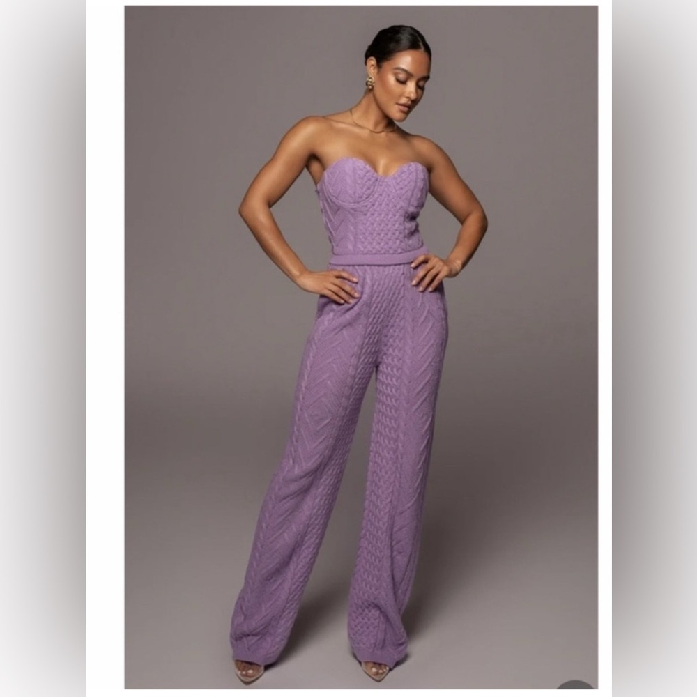 Brand new with tags JLUXLABEL Lavender knit pants + corset top